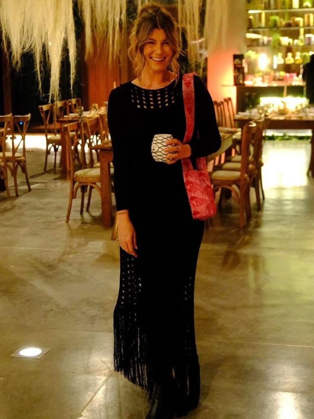 Black Mesh Fringe Midi/Maxi Dress